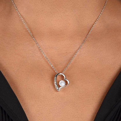 Crystal Heart Necklace for Mom, Adjustable Chain, 18K Yellow or 14K White Gold