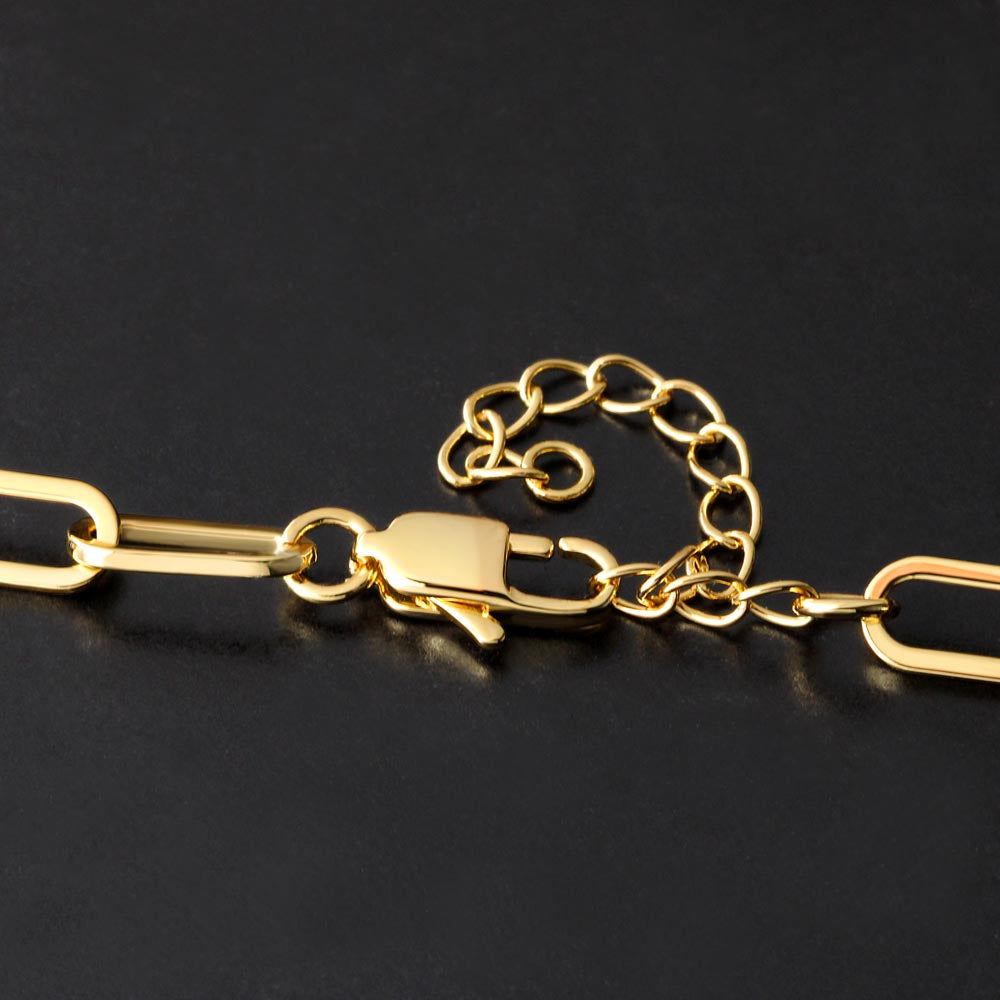 CZ Paperclip Chain Necklace, 18K Gold Finish, Crystal Set Links