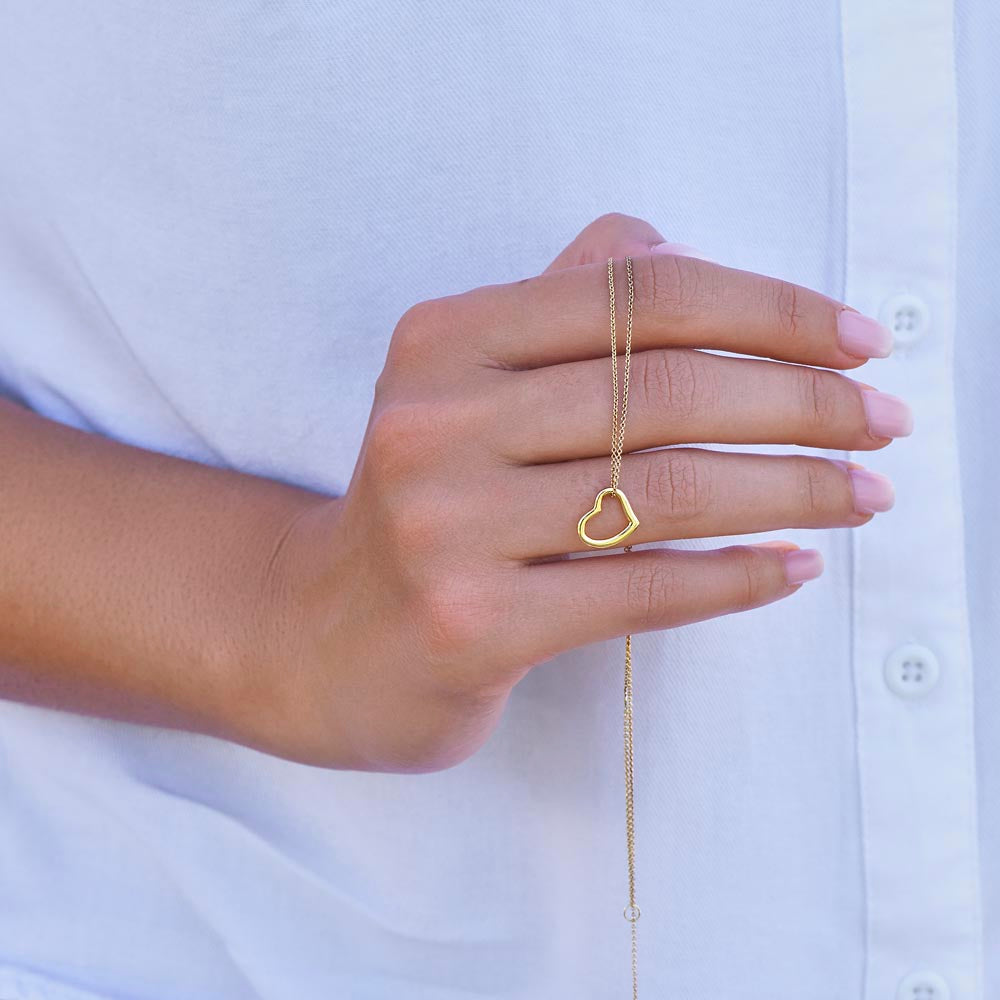 Delicate Open Heart Necklace, 18K Gold Finish, Layering Chain