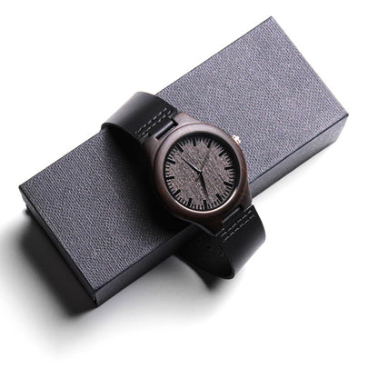 Natural Wood Watch, Lightweight Wooden Case and Band, Mahogany Gift Box