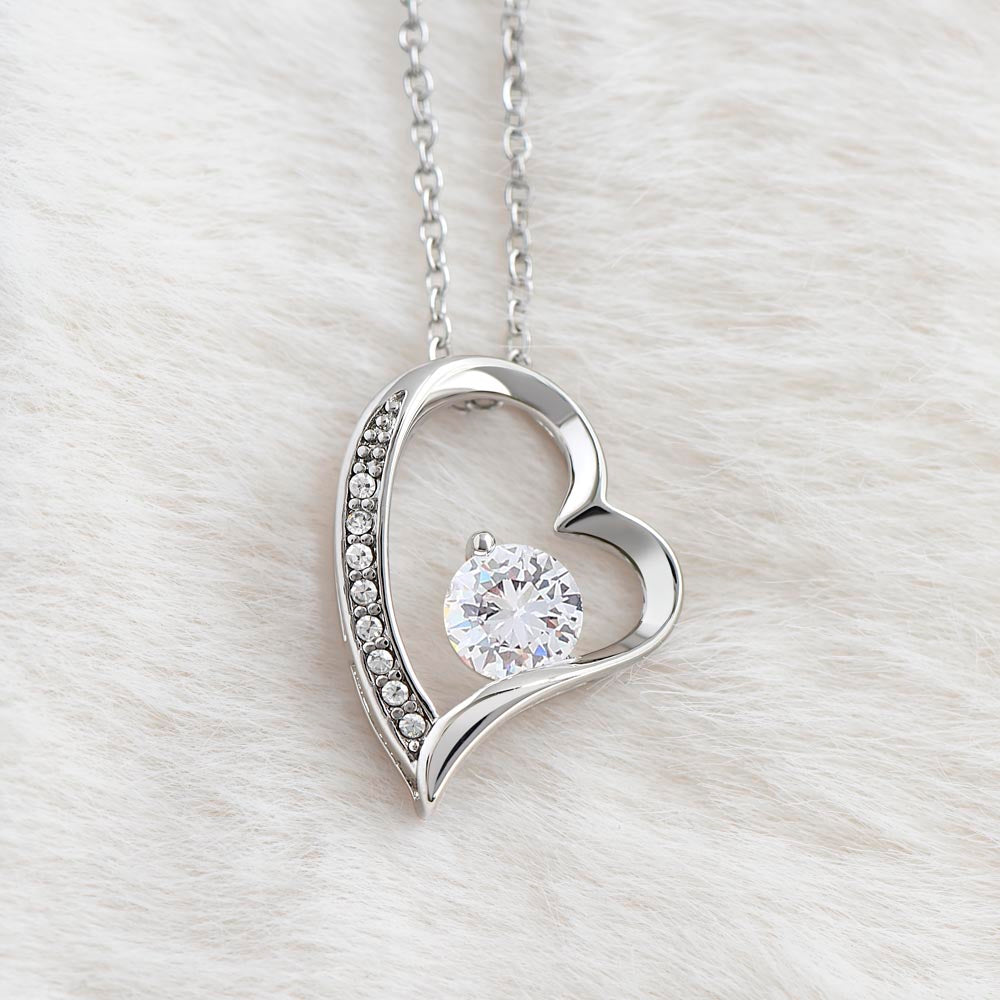 Crystal Heart Necklace for Mom, Adjustable Chain, 18K Yellow or 14K White Gold