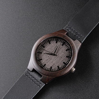 Natural Wood Watch, Lightweight Wooden Case and Band, Mahogany Gift Box