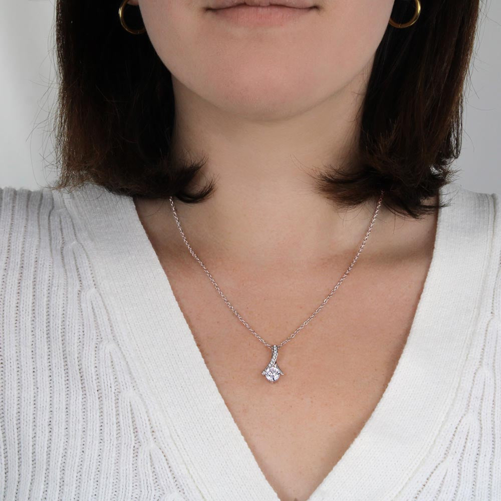 Solitaire Pendant Necklace for Wife, Crystal Center, 18K Yellow or 14K White Gold Finish