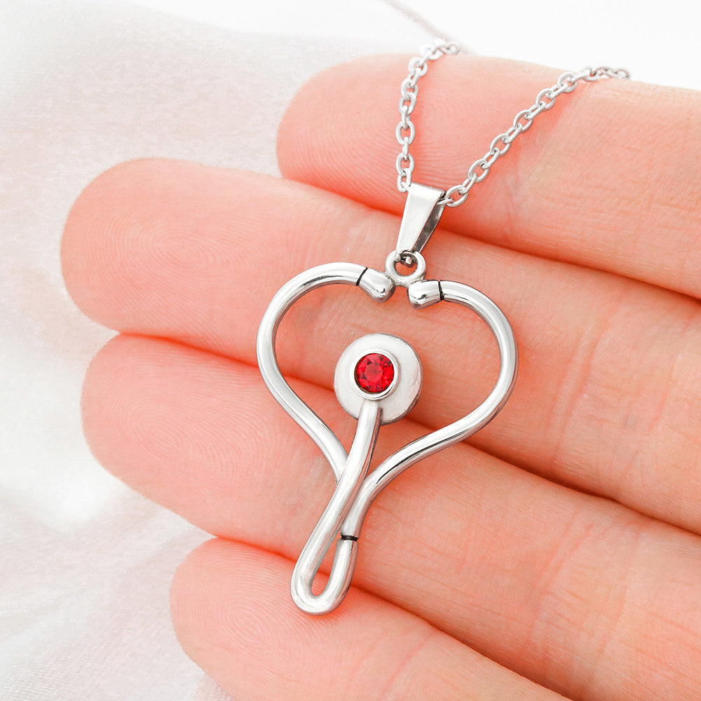 HeartScope Necklace, Stethoscope Heart Pendant for Nurses and Doctors