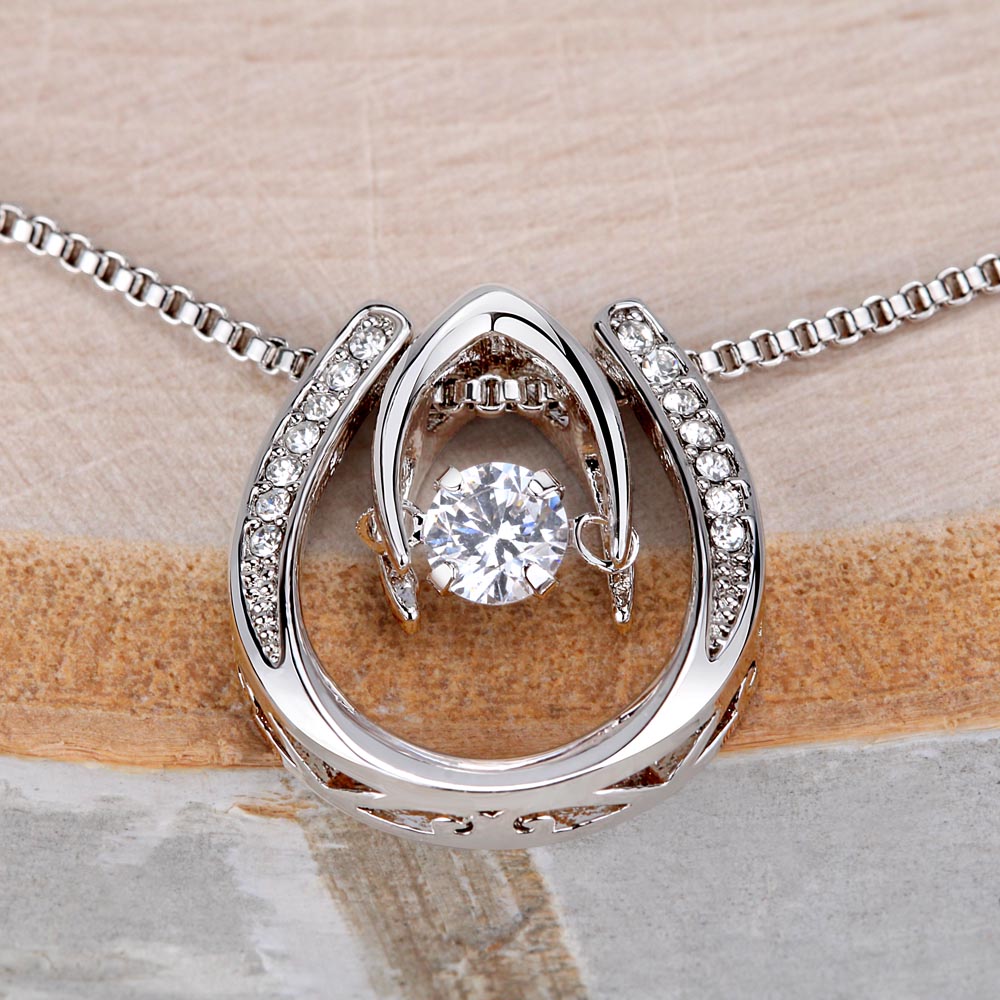 Lucky In Love Necklace, Four Leaf Clover with Crystal Heart