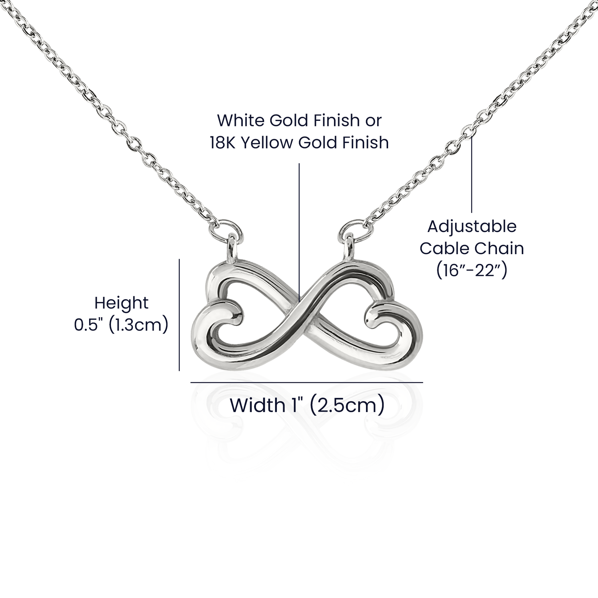 Infinity Heart Necklace for Her, Endless Love Symbol, 18K Ye - Spec Image