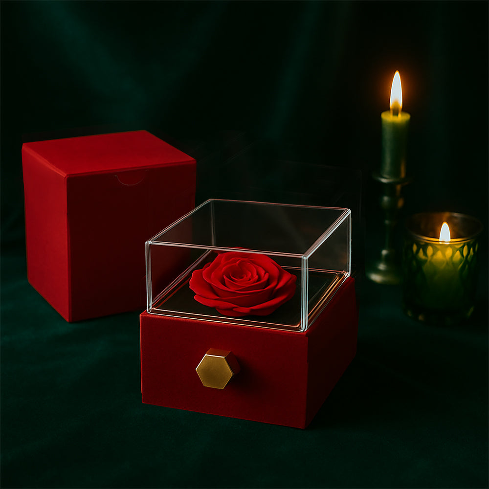 Crystal Heart Necklace in Rotating Rose Gift Box, 18K Yellow - Rotating Rose 3