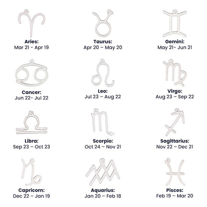 Zodiac Symbol Necklace, Star Sign Pendant, Adjustable Chain