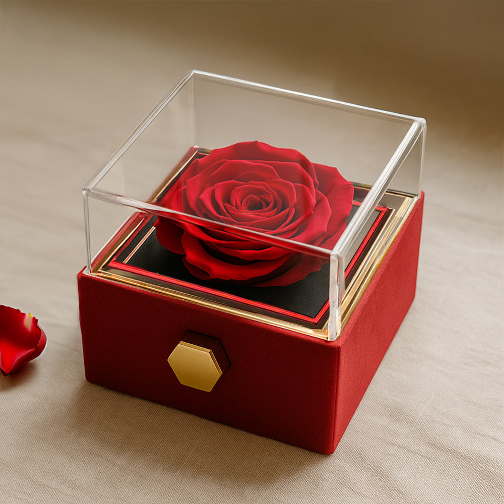 Crystal Heart Necklace in Rotating Rose Gift Box, 18K Yellow - Rotating Rose 2