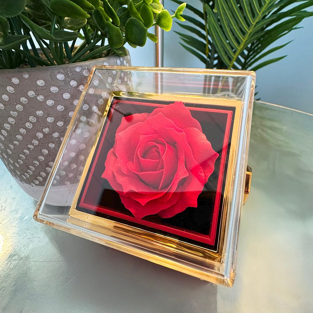 Crystal Heart Necklace in Rotating Rose Gift Box, 18K Yellow - Rotating Rose 6