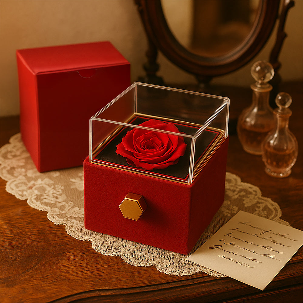 Crystal Heart Necklace in Rotating Rose Gift Box, 18K Yellow - Rotating Rose 4