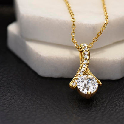 Solitaire Pendant Necklace for Wife, Crystal Center, 18K Yellow or 14K White Gold Finish