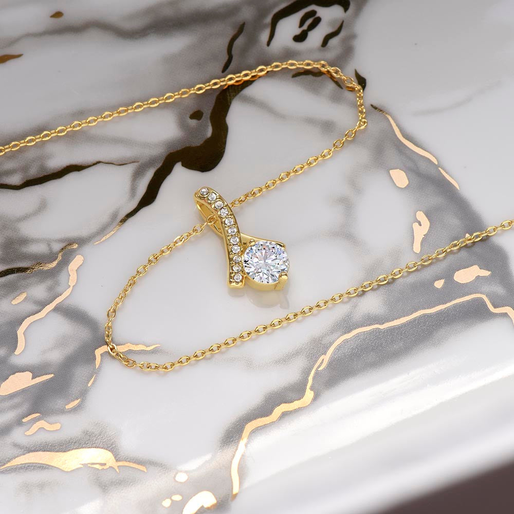 Solitaire Pendant Necklace for Wife, Crystal Center, 18K Yellow or 14K White Gold Finish