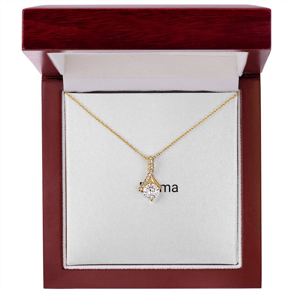 Gold Alluring Beauty necklace in a wooden gift box