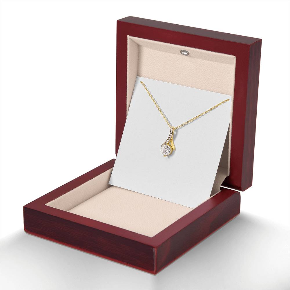 Solitaire Pendant Necklace for Wife, Crystal Center, 18K Yellow or 14K White Gold Finish
