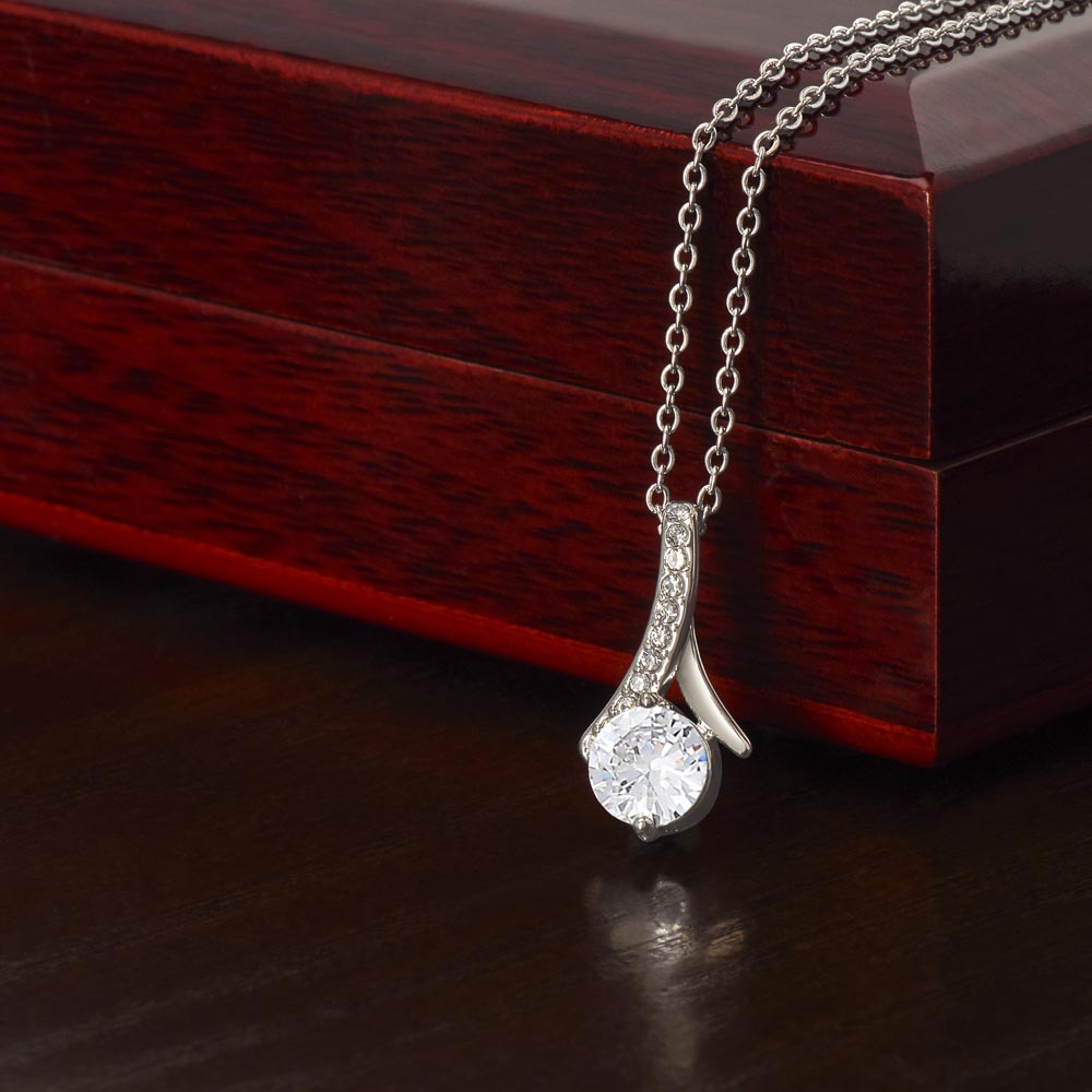 Solitaire Pendant Necklace for Wife, Crystal Center, 18K Yellow or 14K White Gold Finish