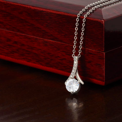 Solitaire Pendant Necklace for Wife, Crystal Center, 18K Yellow or 14K White Gold Finish