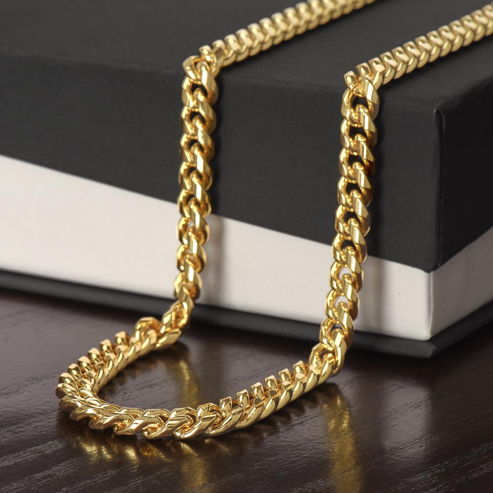 Cuban Link Chain Necklace, 18K Yellow Gold Finish or Polished Stainless Steel