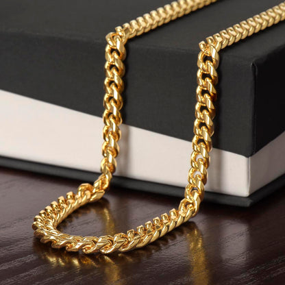 Cuban Link Chain Necklace, 18K Yellow Gold Finish or Polished Stainless Steel