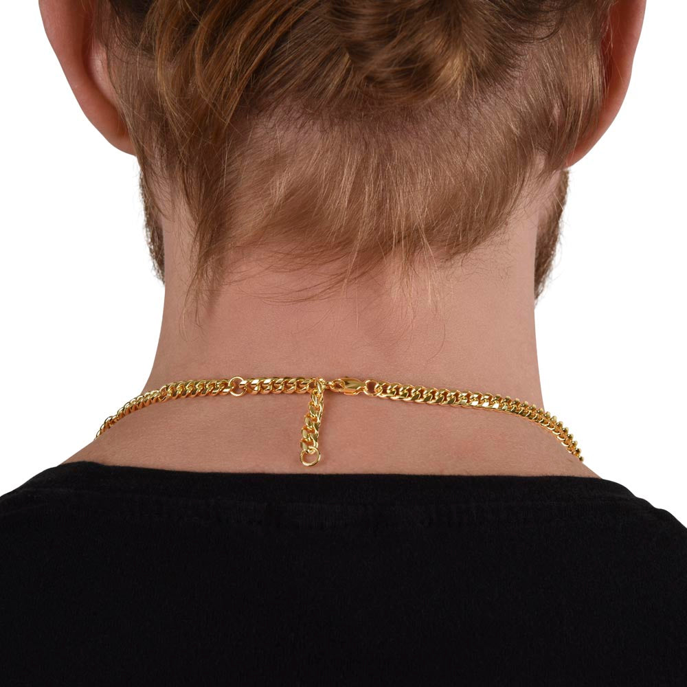 Cuban Link Chain Necklace, 18K Yellow Gold Finish or Polished Stainless Steel