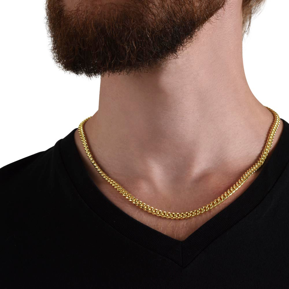 Cuban Link Chain Necklace, 18K Yellow Gold Finish or Polished Stainless Steel