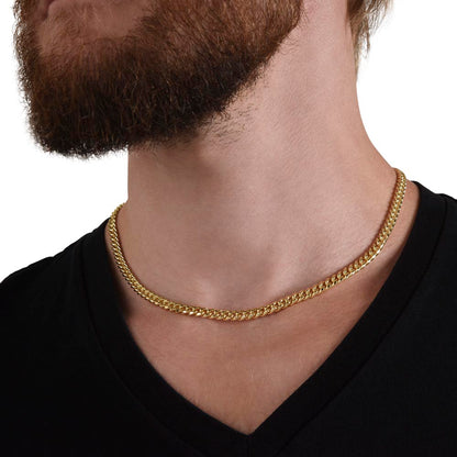 Cuban Link Chain Necklace, 18K Yellow Gold Finish or Polished Stainless Steel
