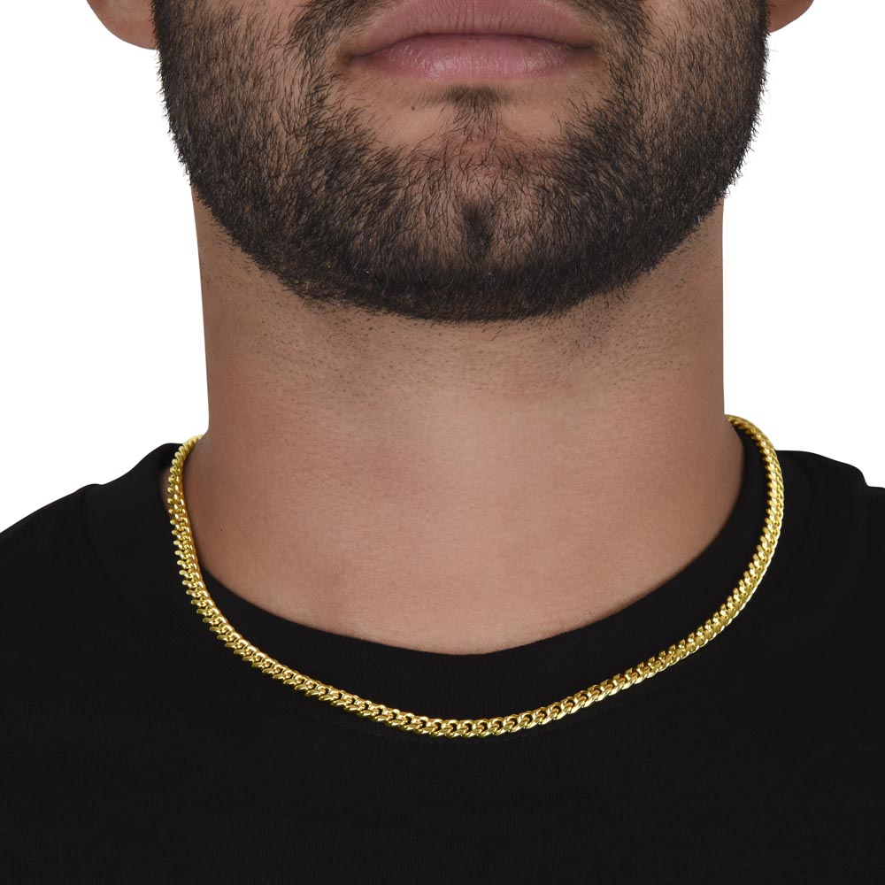 Cuban Link Chain Necklace, 18K Yellow Gold Finish or Polished Stainless Steel