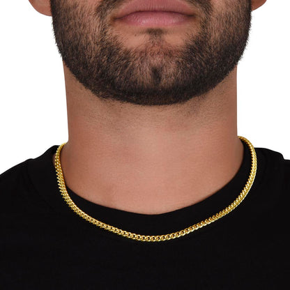 Cuban Link Chain Necklace, 18K Yellow Gold Finish or Polished Stainless Steel