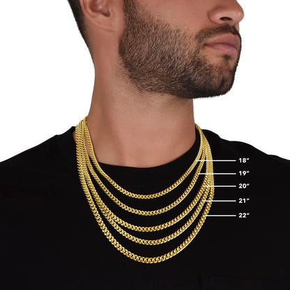 Cuban Link Chain Necklace, 18K Yellow Gold Finish or Polished Stainless Steel