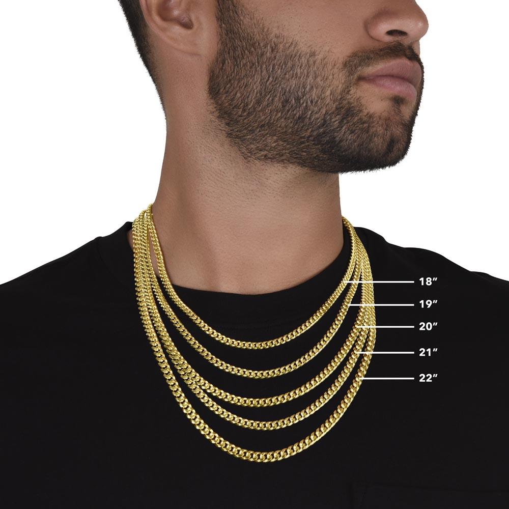 Cuban Link Chain Necklace, 18K Yellow Gold Finish or Polished Stainless Steel