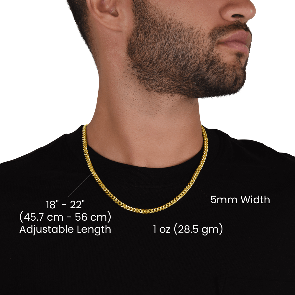 Cuban Link Chain Necklace, 18K Yellow Gold Finish or Polished Stainless Steel