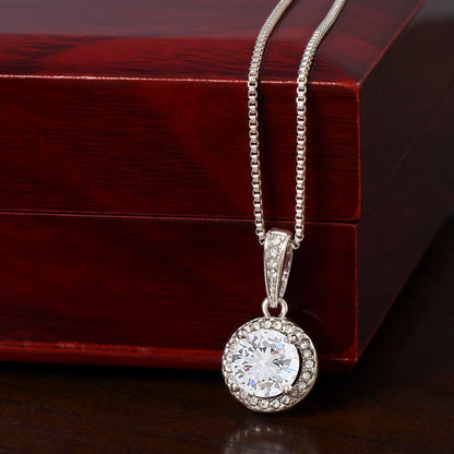 Eternal Hope Necklace, Cushion Cut Crystal, 14K White Gold Finish