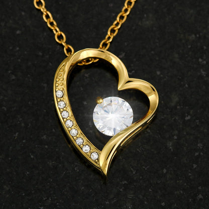 Crystal Heart Necklace for Mom, Adjustable Chain, 18K Yellow or 14K White Gold