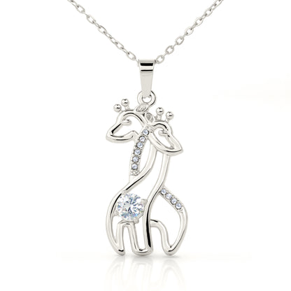 Giraffe Pendant Necklace, Animal Lover Gift, Adjustable Chain