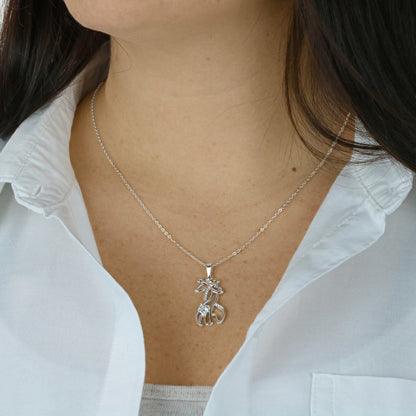 Giraffe Pendant Necklace, Animal Lover Gift, Adjustable Chain