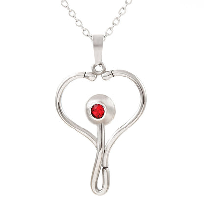 HeartScope Necklace, Stethoscope Heart Pendant for Nurses and Doctors