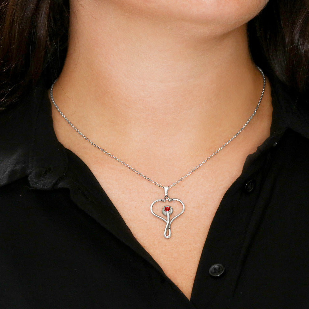 HeartScope Necklace, Stethoscope Heart Pendant for Nurses and Doctors