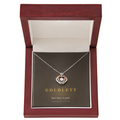 Crown Pendant Necklace, Cubic Zirconia Centre, Rose Gold Accents