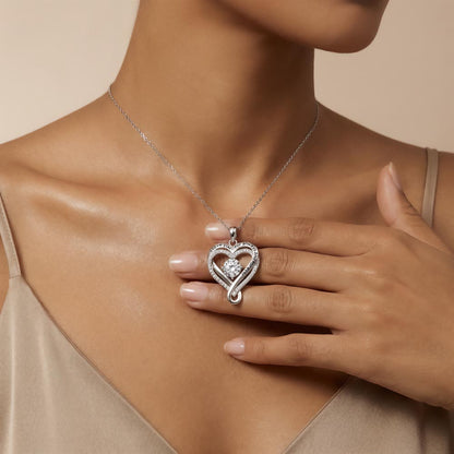 Love You Always Necklace, 7mm Crystal Centre, 14K White Gold - Love You Always Model 1
