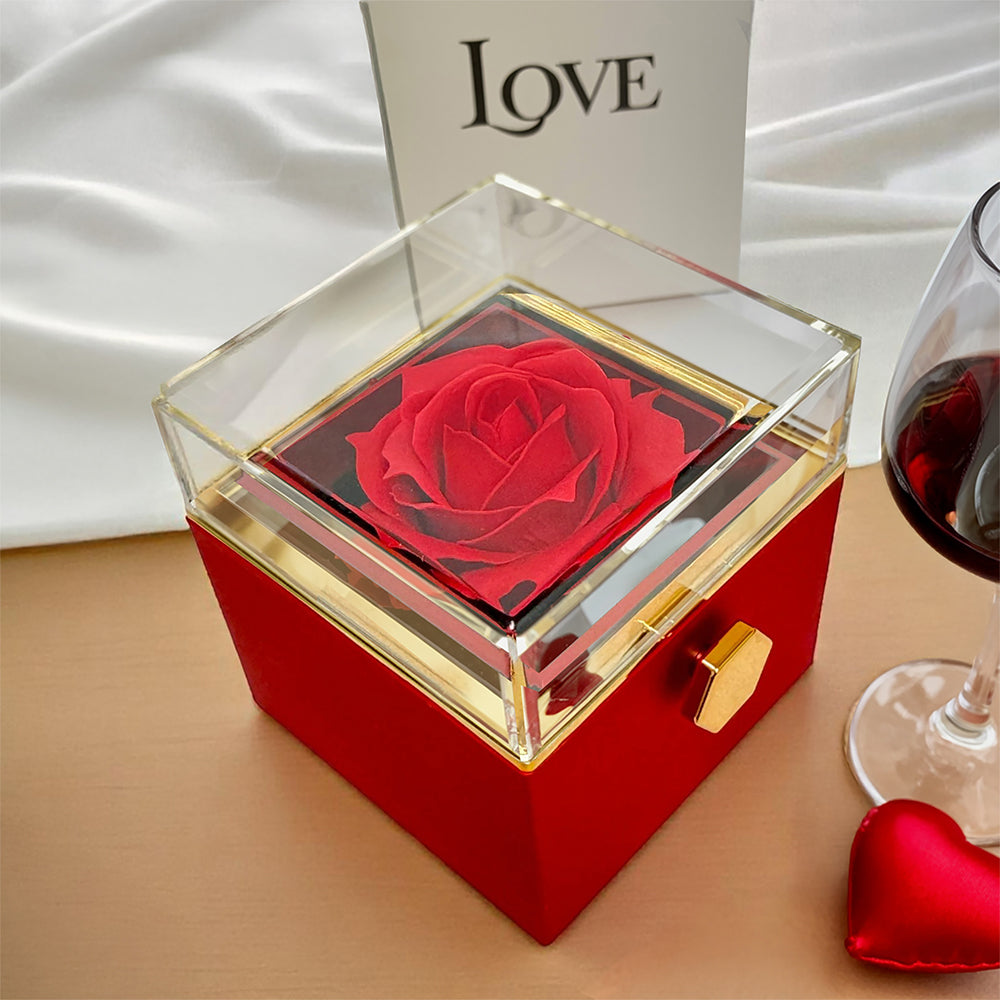 Crystal Heart Necklace in Rotating Rose Gift Box, 18K Yellow - Rotating Rose 5