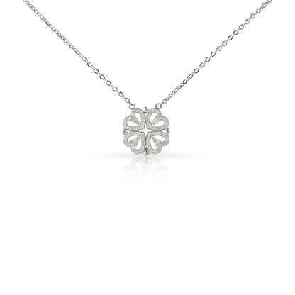 Magnetic Hearts Necklace, Four Crystal Hearts Form a Lucky C - Magnetic Clover Necklace Plain image