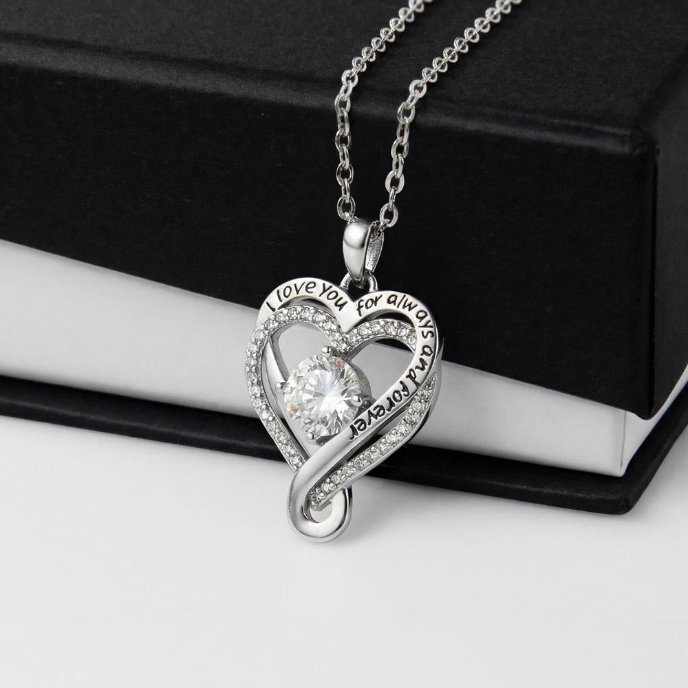 Love You Always Necklace, 7mm Crystal Centre, 14K White Gold - Love You Always W standard Box
