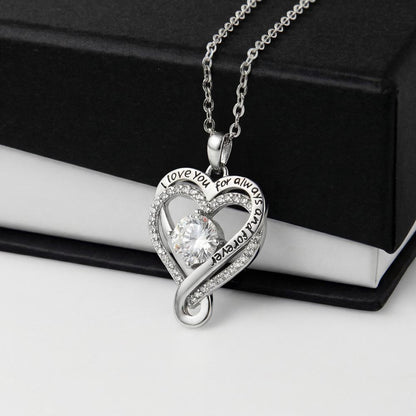 Love You Always Necklace, 7mm Crystal Centre, 14K White Gold - Love You Always W standard Box