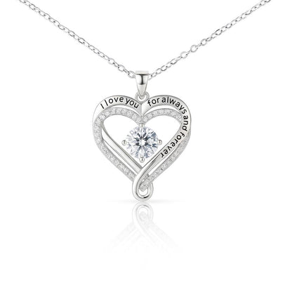 Love You Always Necklace, 7mm Crystal Centre, 14K White Gold - Love You Always Plain white image