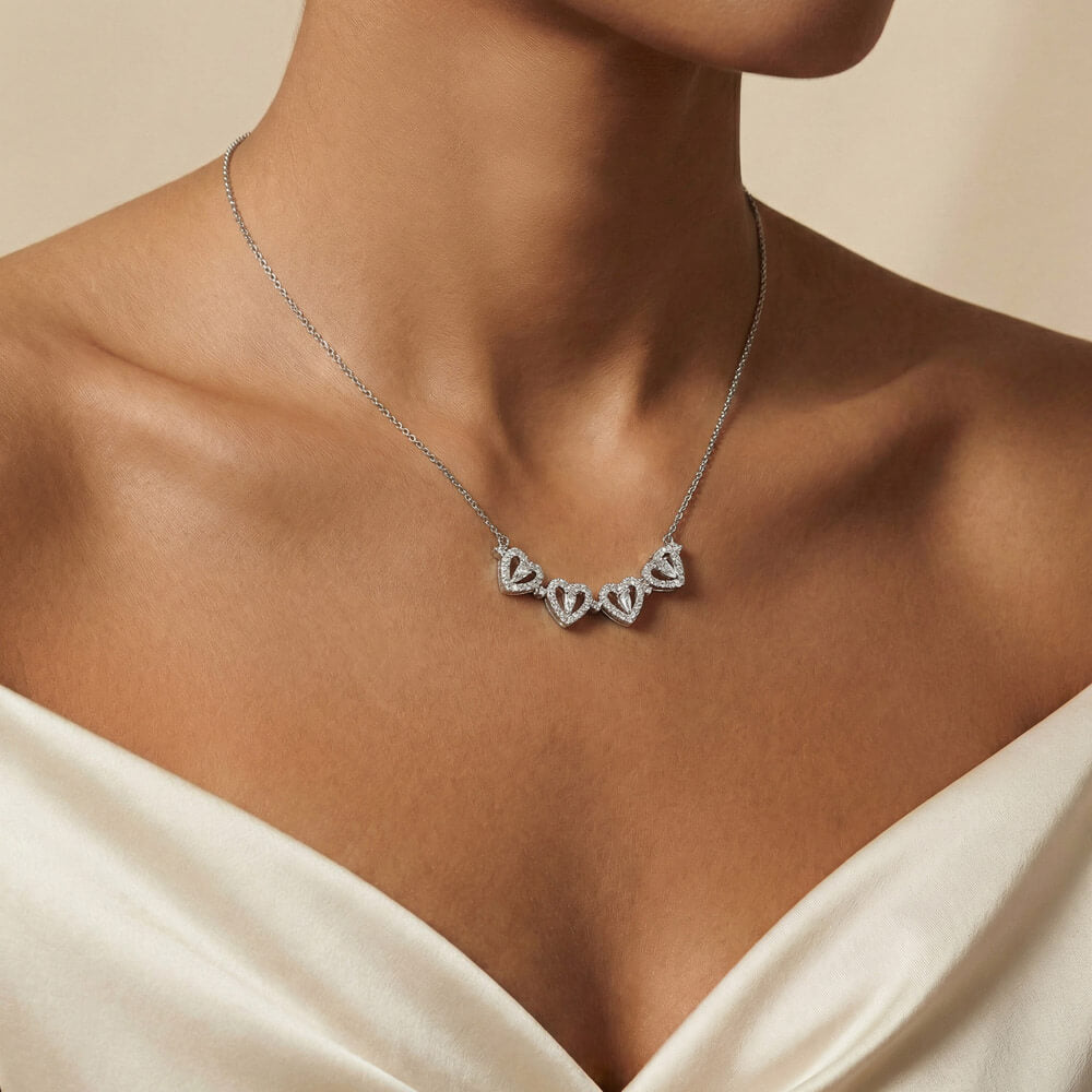 Magnetic Hearts Necklace, Four Crystal Hearts Form a Lucky C - Magnetic Clover Necklace 6
