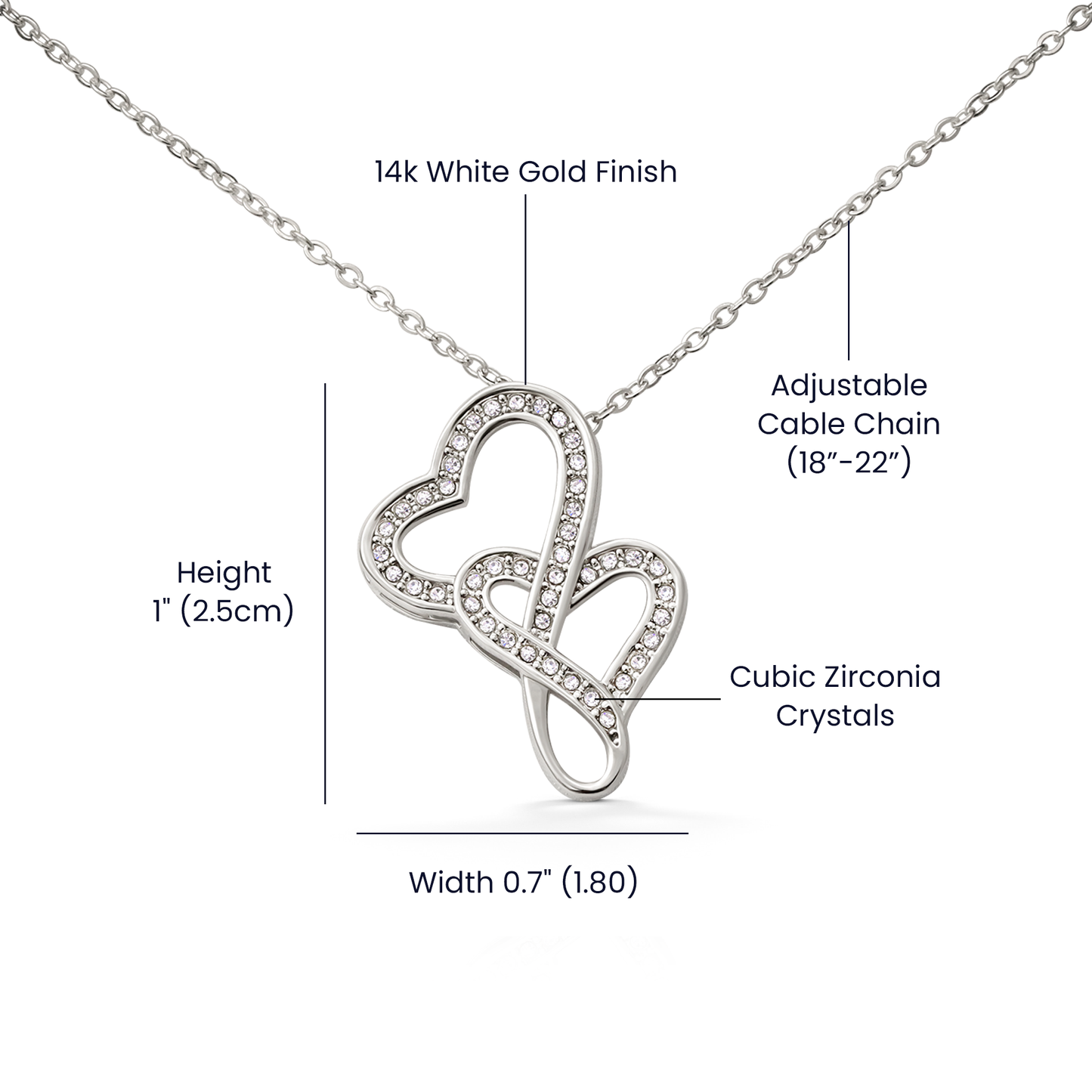 Heart to Heart Pendant Necklace, Interlocking Double Heart
