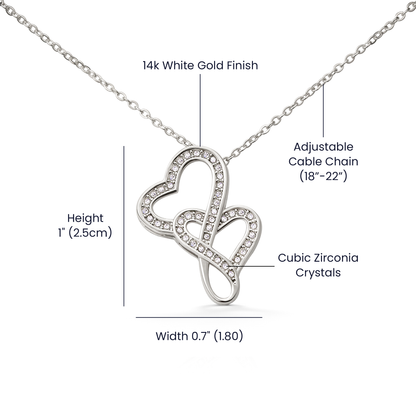 Heart to Heart Pendant Necklace, Interlocking Double Heart