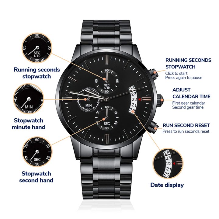 Black Chronograph Watch for Men