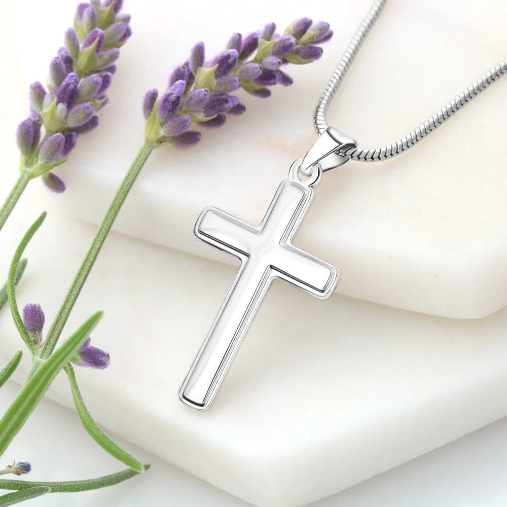 Artisan Cross Necklace on Snake Chain, 18K Yellow Gold Finish or Polished Stainless Steel, photo 3