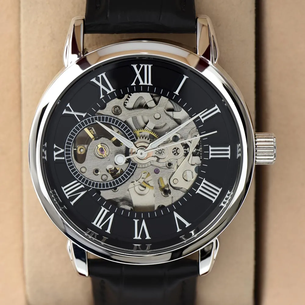 Automatic Skeleton Watch for Men, Self-Winding, Steel Case with Luxury LED Box, photo 4